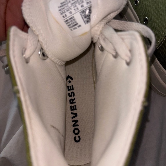 Converse Olive Green High-Tops with White Trim - Picture 5 of 6